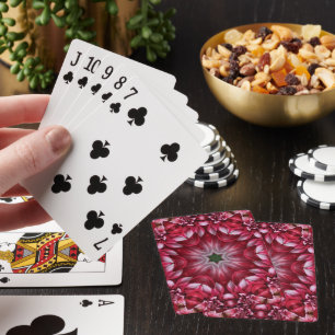 Kaleidoscopic Crimson Dahlia Playing Cards