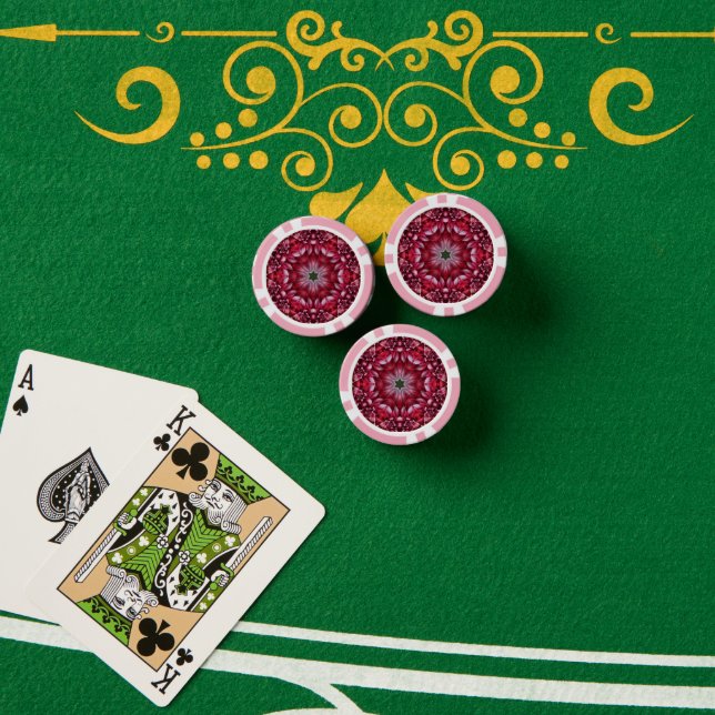 Kaleidoscopic Crimson Dahlia  Poker Chips (Poker Table (Stack))