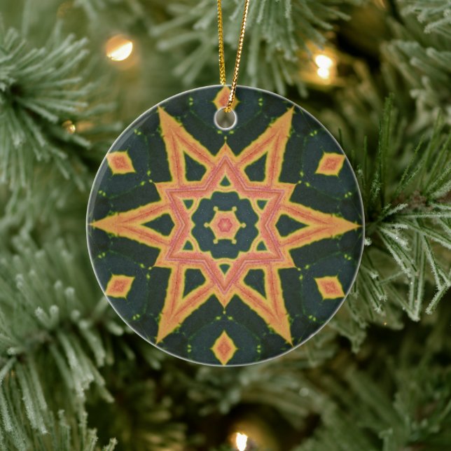 Kaleidoscopic Croton Leaf - "Star" Ceramic Tree Decoration (Tree)