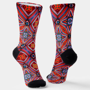 Kaleidoscopic Design in Warm Colorway Socks
