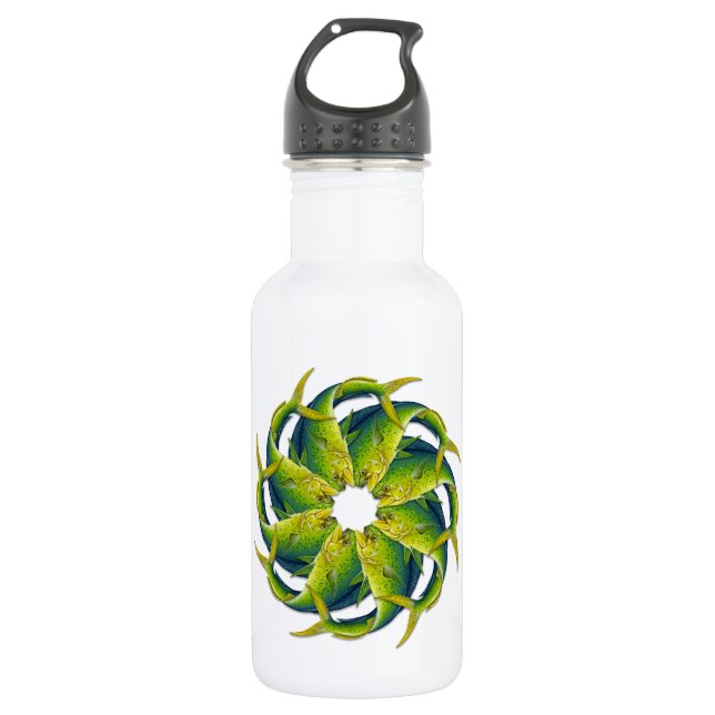 Kaleidoscopic Dolphinfish Water Bottle (Front)