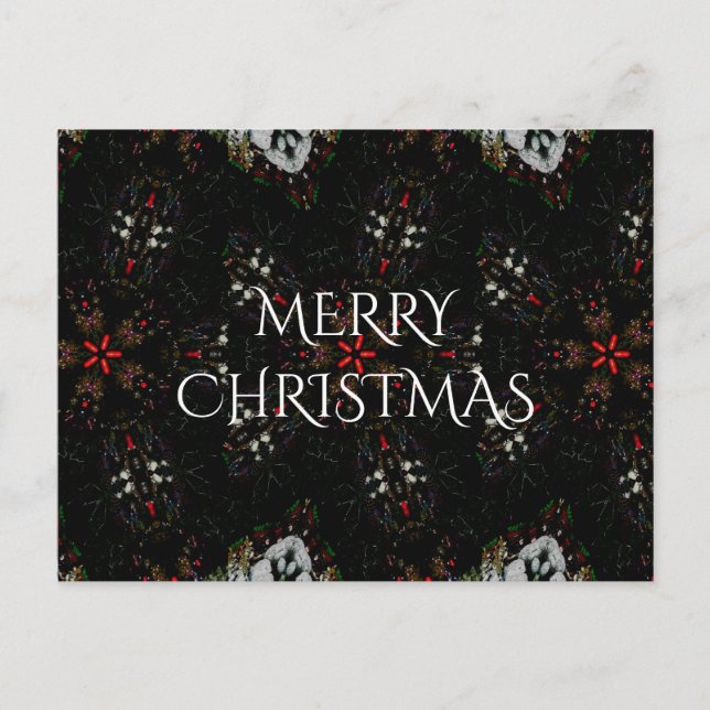Kaleidoscopic Flower Design Red Black and White Holiday Postcard (Front)