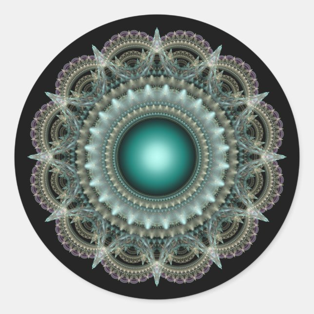 Kaleidoscopic fractal ornament classic round sticker (Front)