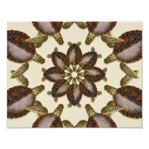 Kaleidoscopic Green Turtle 14" x 11" Print