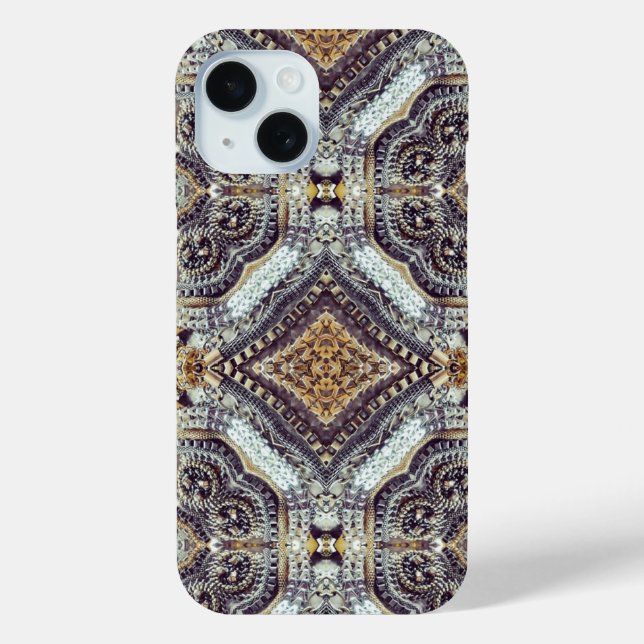 Kaleidoscopic grey Gold Medallion steampunk gears Case-Mate iPhone Case (Back)