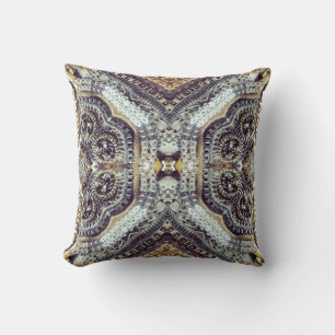 Kaleidoscopic grey Gold Medallion steampunk gears Cushion