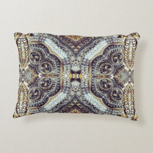Kaleidoscopic grey Gold Medallion steampunk gears Decorative Cushion