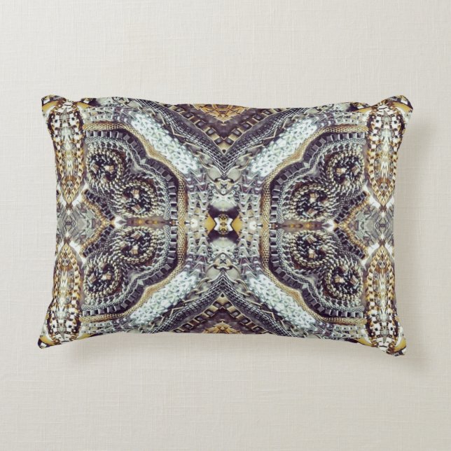Kaleidoscopic grey Gold Medallion steampunk gears Decorative Cushion (Back)