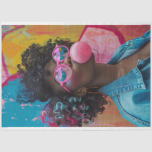 Kaleidoscopic Karen Blowing Bubble Gum Decoupage Tissue Paper