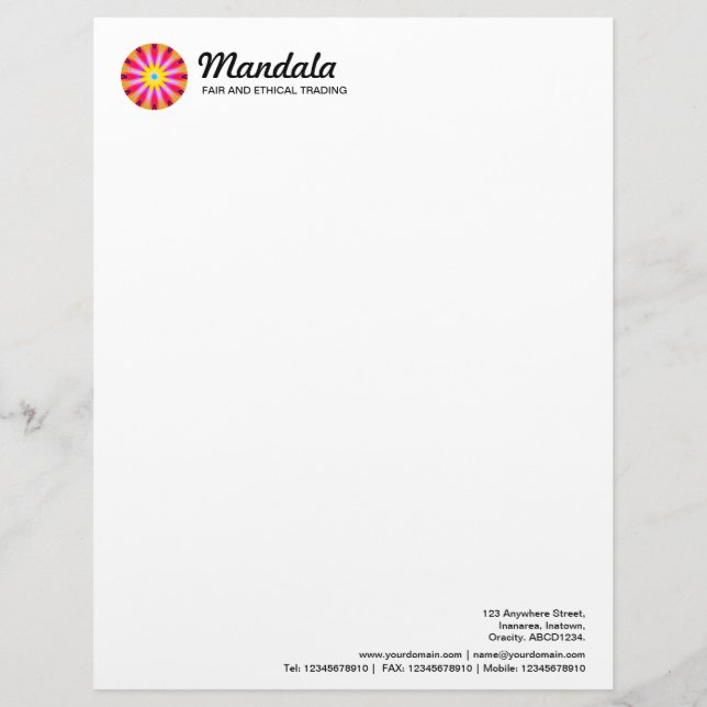 Kaleidoscopic Mandala 014 Personalized Letterhead (Front)