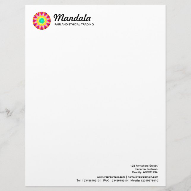 Kaleidoscopic Mandala 015 Personalized Letterhead (Front)