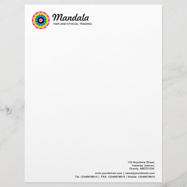 Kaleidoscopic Mandala 017 Custom Letterhead (Front)