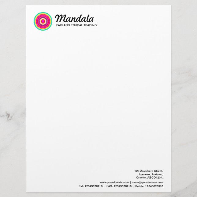 Kaleidoscopic Mandala 019 Customized Letterhead (Front)