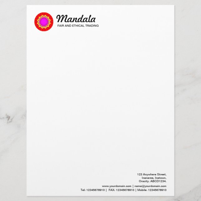 Kaleidoscopic Mandala 020 Letterhead Design (Front)