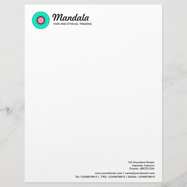 Kaleidoscopic Mandala 021 Personalised Letterhead (Front)