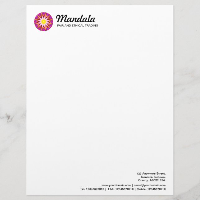 Kaleidoscopic Mandala 023 Customised Letterhead (Front)