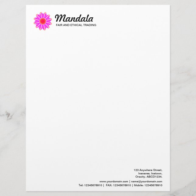 Kaleidoscopic Mandala 028 Letterhead Design (Front)
