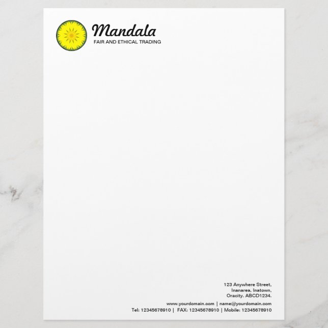 Kaleidoscopic Mandala 031 Personalised Letterhead (Front)