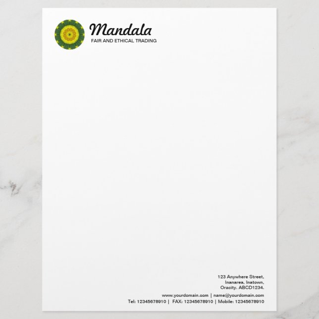 Kaleidoscopic Mandala 034 Custom Letterhead (Front)
