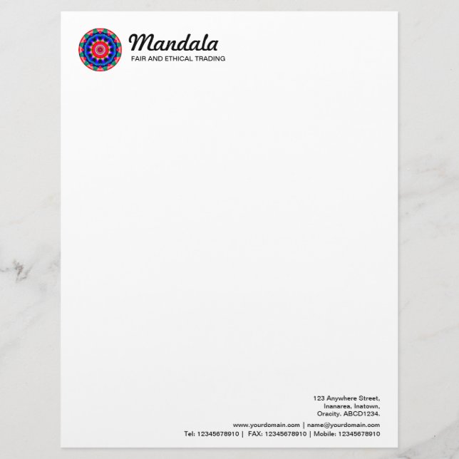 Kaleidoscopic Mandala 04 Personalised Letterhead (Front)