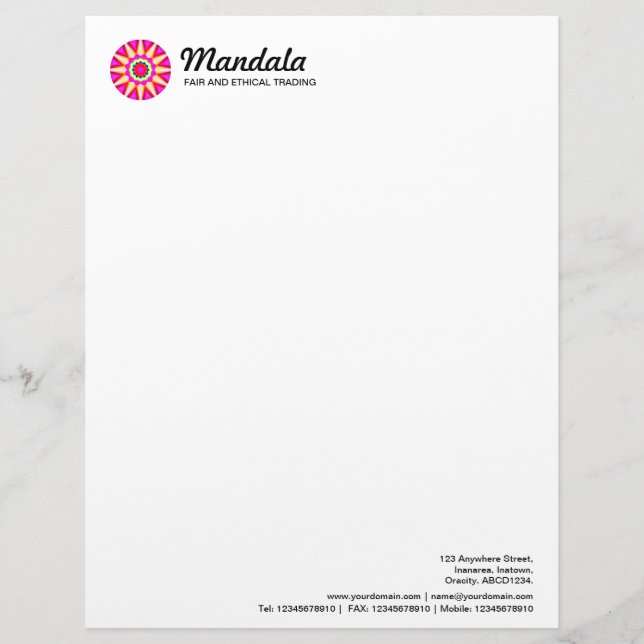 Kaleidoscopic Mandala 05 Letterhead Template (Front)