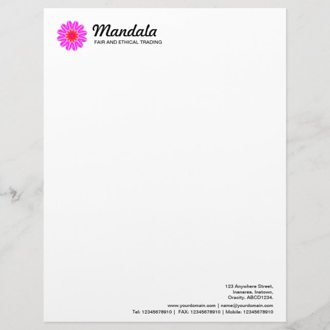 Kaleidoscopic Mandala 09 Personalised Letterhead (Front)