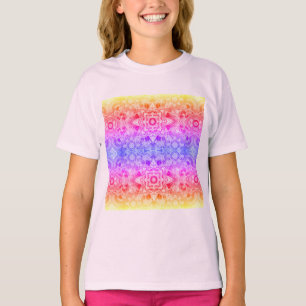 Kaleidoscopic Mandala in Blue, Yellow and Pink T-Shirt
