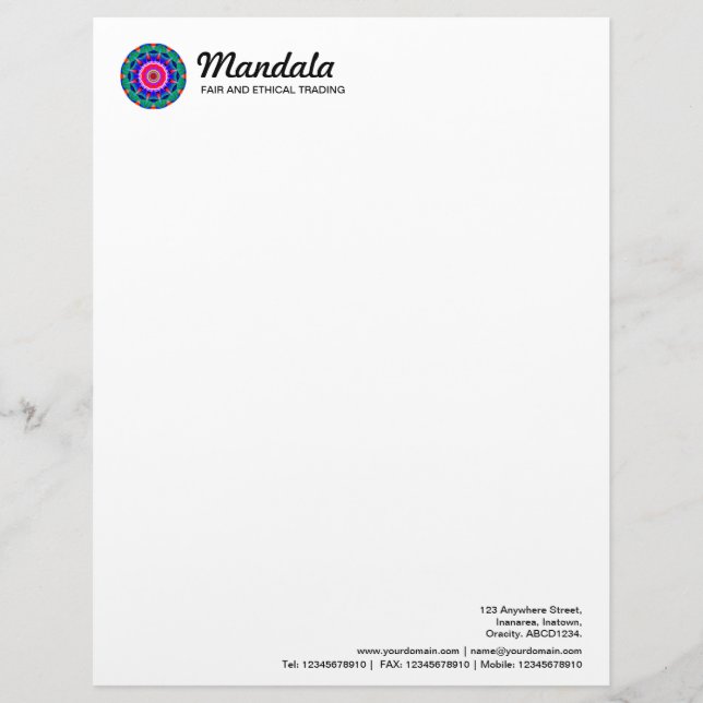 Kaleidoscopic Mandala Personalized Letterhead (Front)