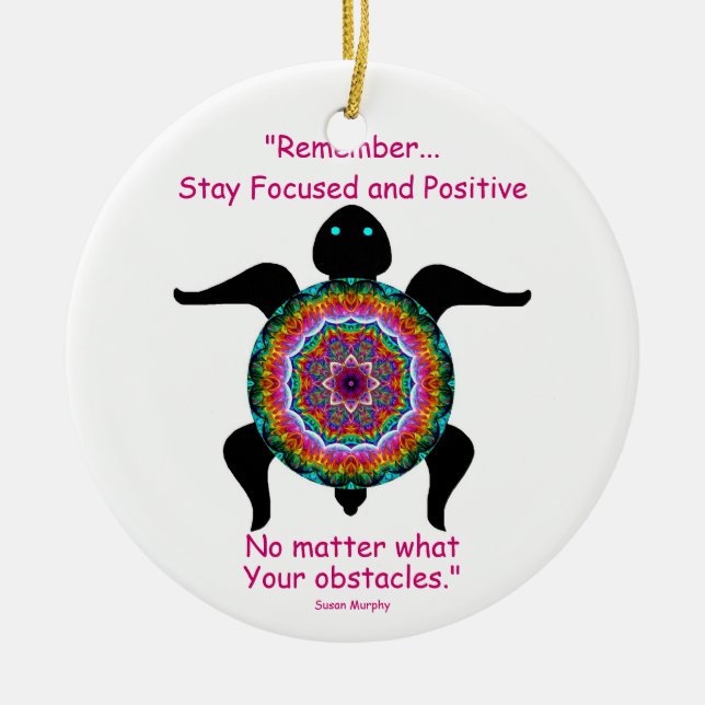 Kaleidoscopic Mandala Turtle Ornament.3 Ceramic Tree Decoration (Front)