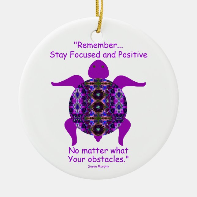 Kaleidoscopic Mandala Turtle Ornament.6 Ceramic Tree Decoration (Front)