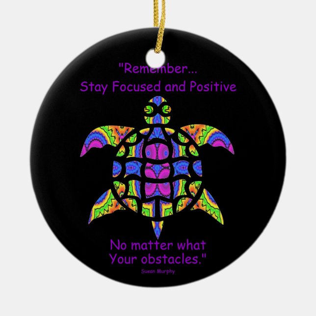 Kaleidoscopic Mandala Turtle Ornament.7 Ceramic Tree Decoration (Front)