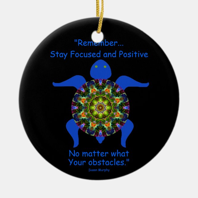Kaleidoscopic Mandala Turtle Ornament.8 Ceramic Tree Decoration (Front)