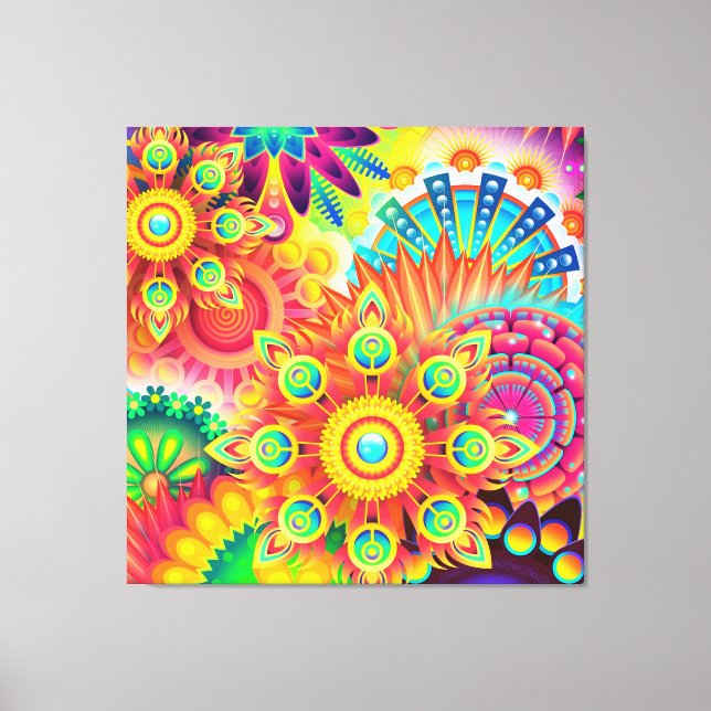 Kaleidoscopic Mandalas Colourful Accent pillow Canvas Print (Front)