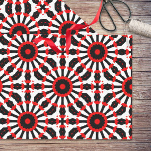 Kaleidoscopic Red Black White Mosaic Pattern Tissue Paper