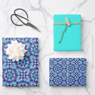 Kaleidoscopic Stained-glass Mandala Wrapping Paper Sheet