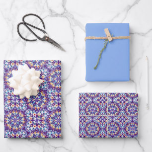 Kaleidoscopic Stained-glass Mandala Wrapping Paper Sheet