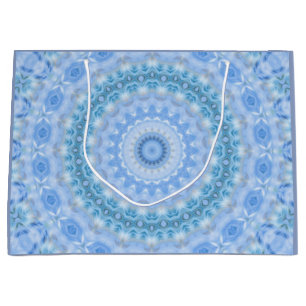 Kaleidoscopic summer circle mosaic print blue colo large gift bag