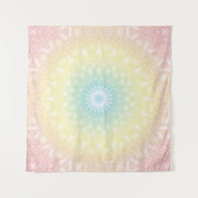 Kaleidoscopic summer circle mosaic print pastel co tapestry (Front)