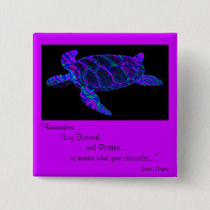 Kaleidoscopic Turtle Design Button.1 15 Cm Square Badge