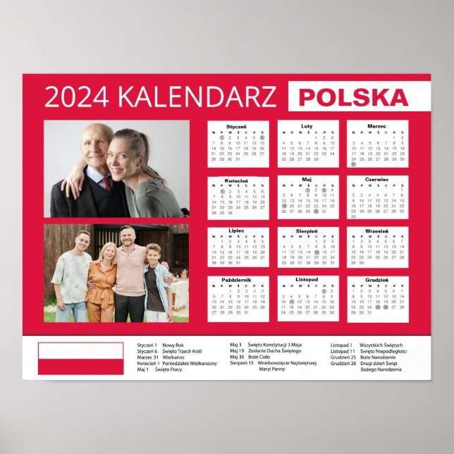 Kalendarz z własnymi zdjęciami 2024 | Poland  Poster (Front)