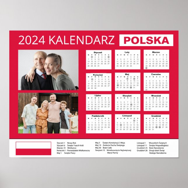 Kalendarz z własnymi zdjęciami 2024 | Poland  Poster (Front)