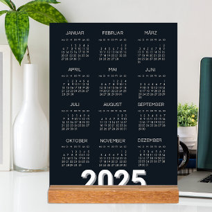 Kalender Deutsch 2025 Yearly Modern Black And Whit Acrylic Sign