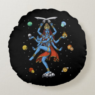 Kali Hindu Goddess Round Cushion