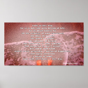 Kalidasa Sanskrit poetry Look to this day Poster