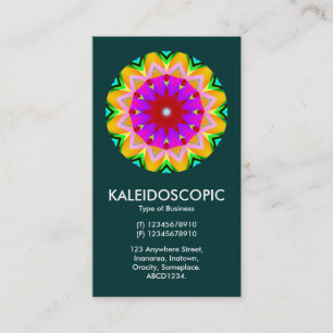 Kaliedoscopic Mandala 02 - Dark Green (003333) Business Card
