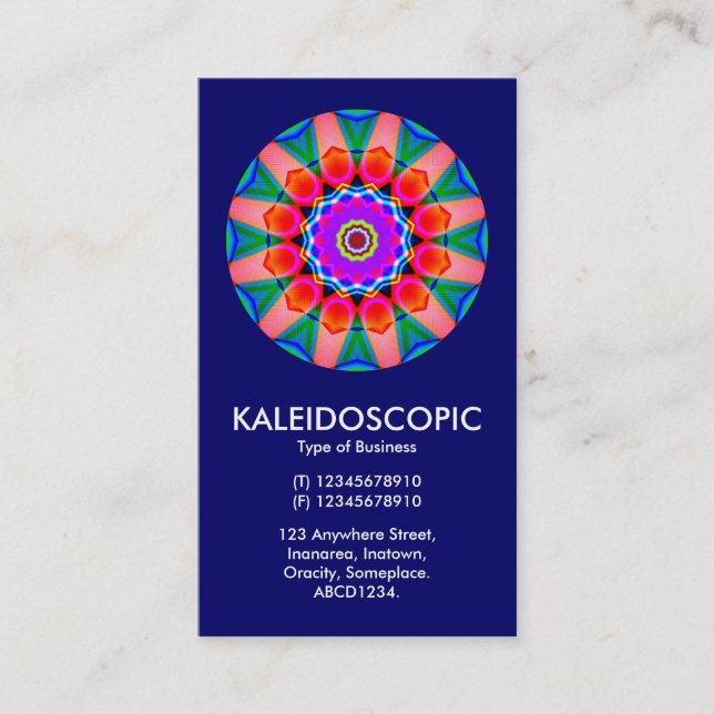 Kaliedoscopic Mandala 03 - Dark Blue (000066) Business Card (Front)