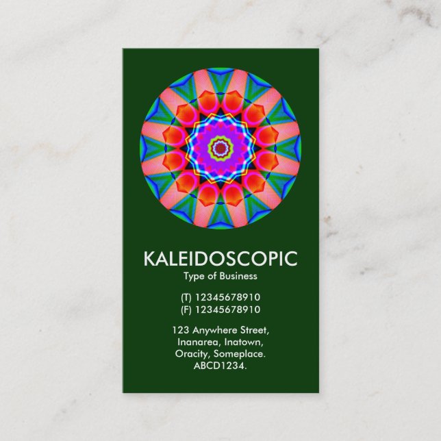 Kaliedoscopic Mandala 03 - Dark Green (003300) Business Card (Front)