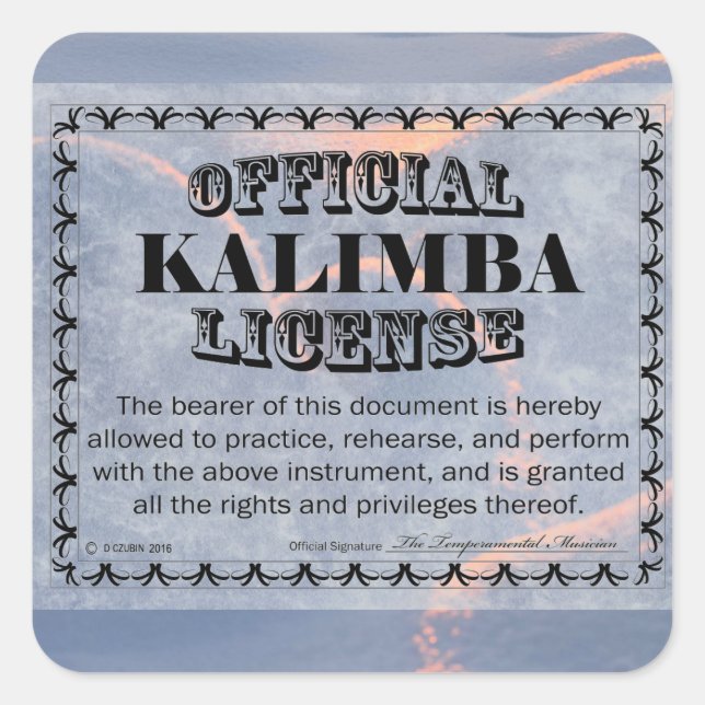 Kalimba License Square Sticker (Front)