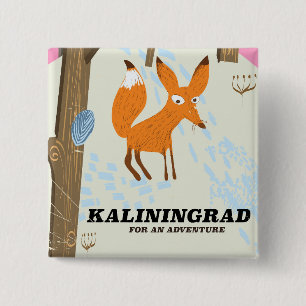 Kaliningrad "for an adventure" travel poster 15 cm square badge