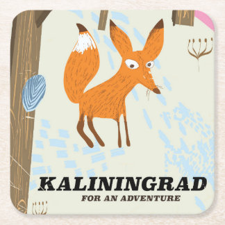 Kaliningrad "for an adventure" travel poster square paper coaster
